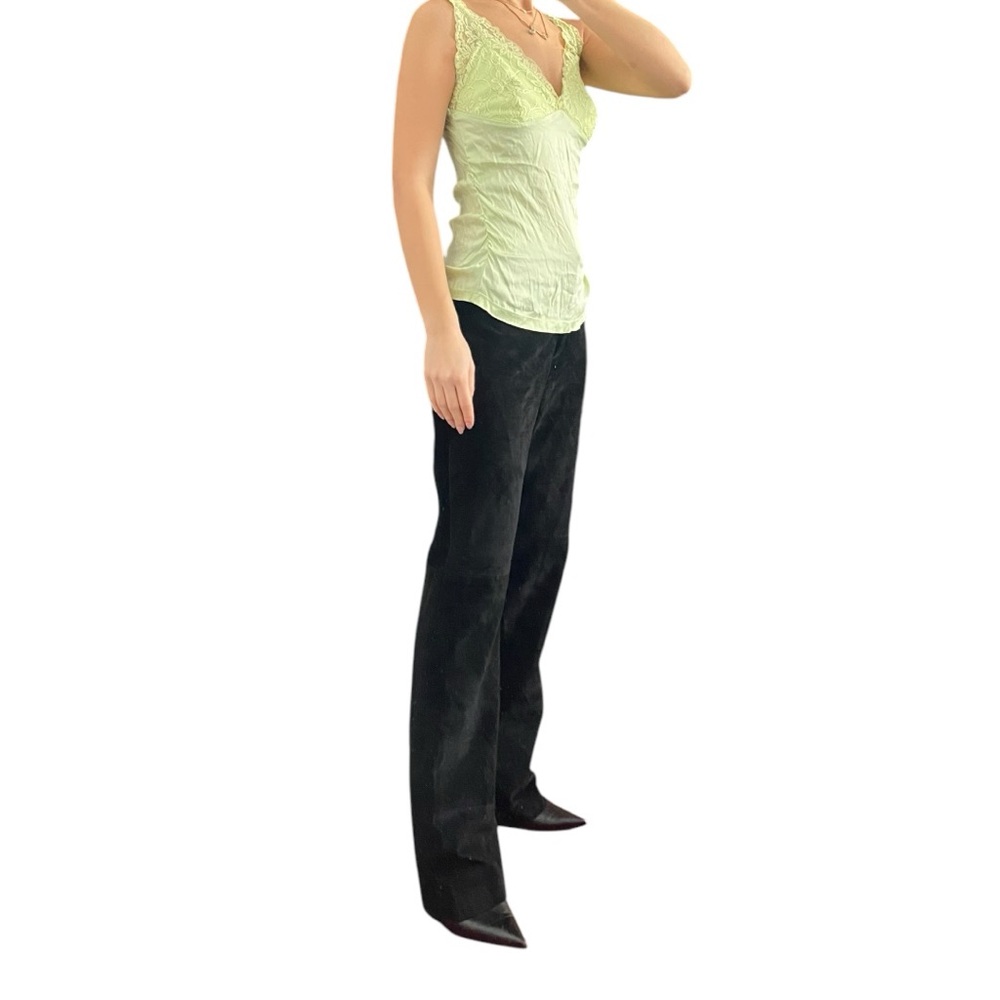 Le Chateau Silk Blend Green Lace Trim Camisole Size M
